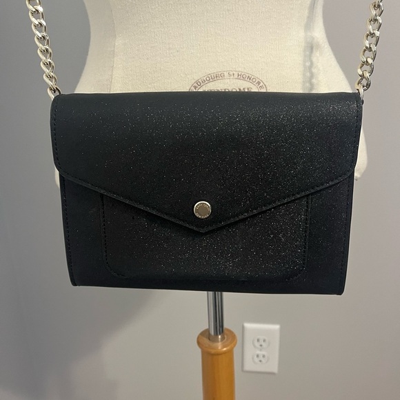 Kate Spade Black Glitter Crossbody Bag with Silver Chain Accent NWOT - Picture 6 of 9